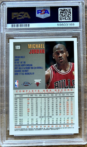 1997-98 MICHAEL JORDAN TOPPS CHROME #123 PSA 9 MINT back
