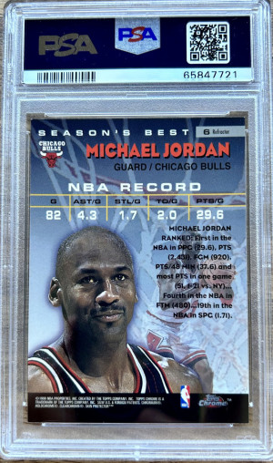 1997 Topps Chrome Season's Best Refractor Michael Jordan #6 PSA 8 back
