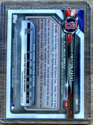 TRISTON CASAS 💎 2018 Bowman Draft Rookie 1st Bowman Card BOSTON RED SOX 🔥🔥 back