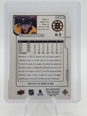 Brad Marchand 2020-21 Upper Deck MVP Colors and Contours /250 back