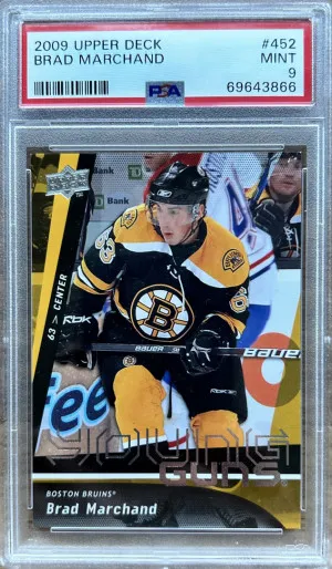 2009-10 Upper Deck Series 2 Brad Marchand Young Guns PSA 9 MINT RC #452 Bruins front