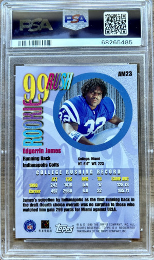1999 TOPPS ALL-MATRIX #AM23 EDGERRIN JAMES RC HOF PSA 10 back