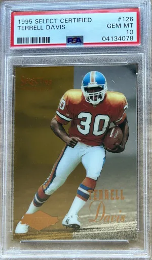 1995 SELECT CERTIFIED #126 TERRELL DAVIS RC HOF PSA 10 front