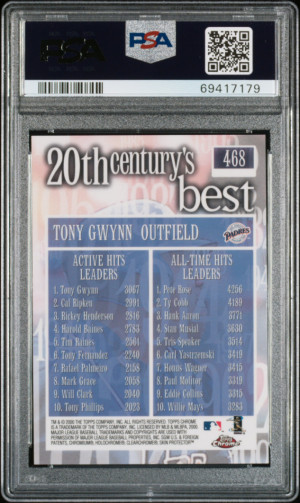 2000 TOPPS CHROME #468 TONY GWYNN PADRES HOF PSA 10 back