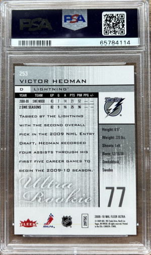 2009 ULTRA #253 VICTOR HEDMAN RC PSA 10 back