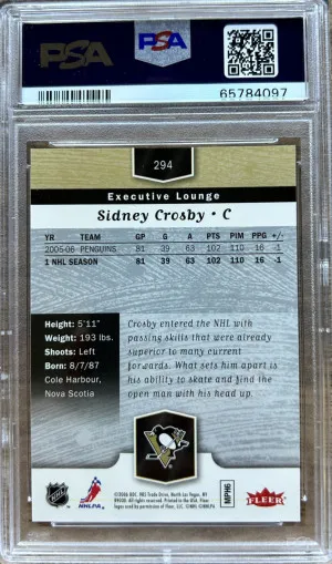 2006 FLAIR SHOWCASE #294 SIDNEY CROSBY PENGUINS PSA 10 back