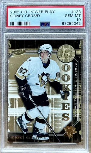 2005 UPPER DECK POWER PLAY #133 SIDNEY CROSBY RC PENGUINS PSA 10 front