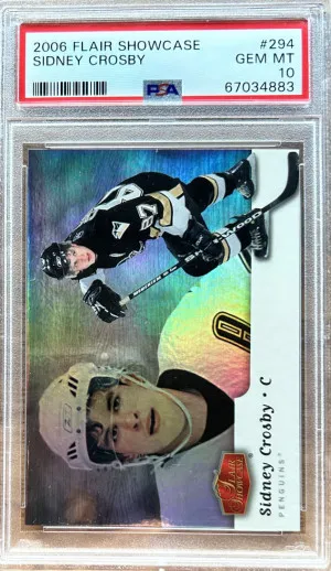 2006 FLAIR SHOWCASE #294 SIDNEY CROSBY PENGUINS PSA 10 front