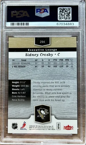 2006 FLAIR SHOWCASE #294 SIDNEY CROSBY PENGUINS PSA 10 back