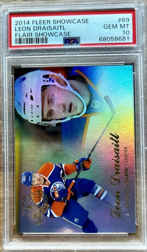 2014 FLEER SHOWCASE FLAIR #69 LEON DRAISAITL RC PSA 10 front