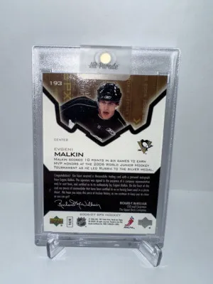 2006-07 SPX Evgeni Malkin Rookie Jersey Patch Auto  /799 #193 back