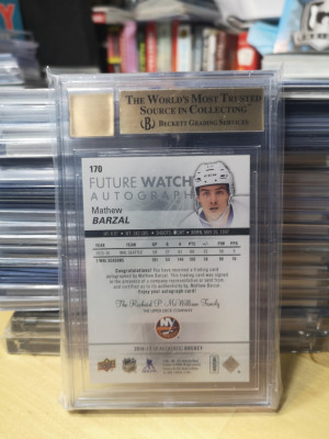 2016/17 Upper Deck SP Authentic Future Watch Autograph Matthew Barzal #170 back