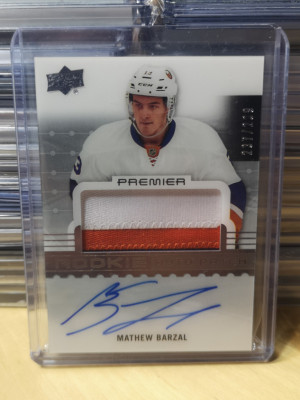 2016/17 Upper Deck Premier Rookie Auto Patch 3clr Matthew Barzal #99 front