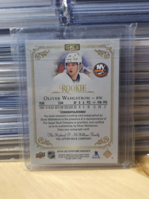 2019/20 Upper Deck Stature Rookie Autograph #178 Oliver Wahlstrom back