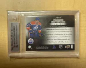 Connor McDavid 2015-16 Upper Deck Black Rookie Coverage Jersey BGS 8.5 back