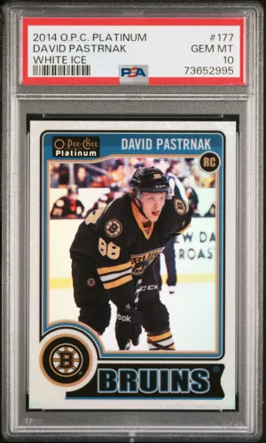 2014-15 O-Pee-Chee Platinum #177 David Pastrnak White Ice Rookie RC /199 PSA 10 front