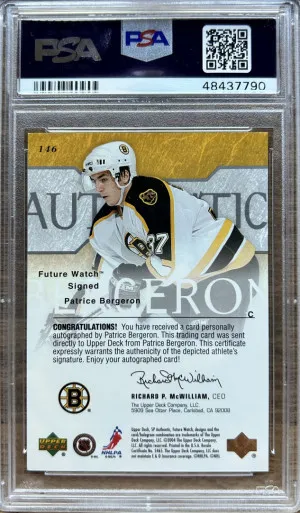 2003 SP Authentic Patrice Bergeron Future Watch Auto /900 PSA 9 RC back
