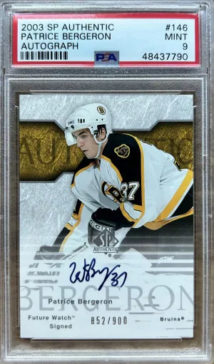 2003 SP Authentic Patrice Bergeron Future Watch Auto /900 PSA 9 RC front