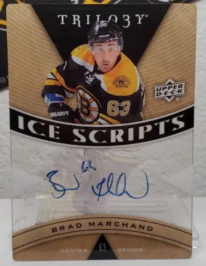 Brad Marchand - 2012-13 UD Upper Deck Trilogy Ice Scripts Acetate Auto front