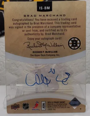 Brad Marchand - 2012-13 UD Upper Deck Trilogy Ice Scripts Acetate Auto back