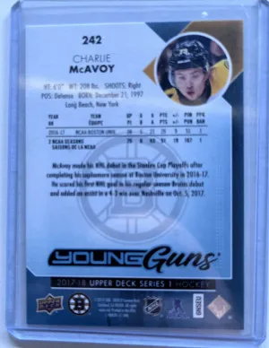 2017 Upper Deck Young Guns Charlie McAvoy back