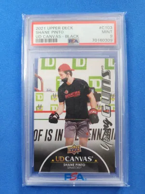 2021-22 Upper Deck Canvas Black Shane Pinto Rookie #C103 PSA 9 front