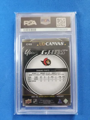 2021-22 Upper Deck Canvas Black Shane Pinto Rookie #C103 PSA 9 back