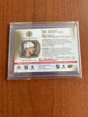 David Pastrnak Tim Hortons Redemption Relic Jersey Card back