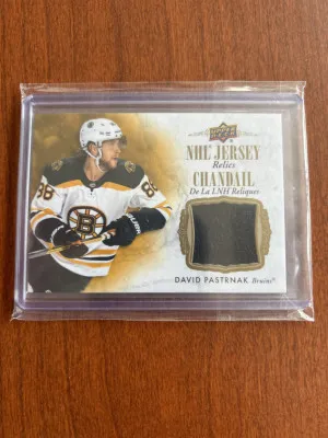 David Pastrnak Tim Hortons Redemption Relic Jersey Card front