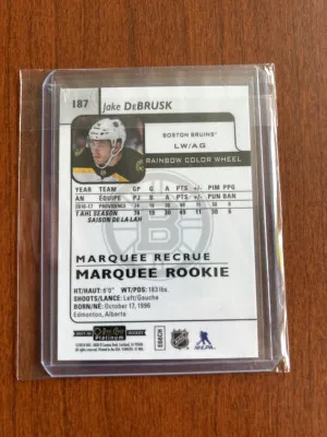 Jake Debrusk Rainbow Color Wheel OPC Platinum Rookie back