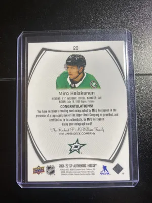 Miro Heiskanen 21-22 SP Authentic Black Auto SP back