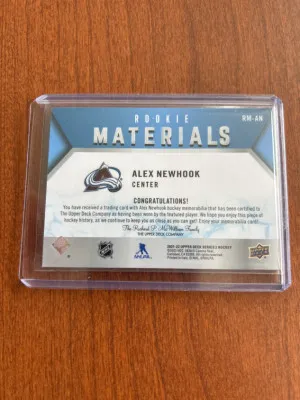 Alex Newhook Rookie Materials back