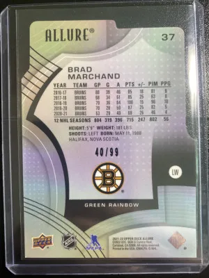 Brad Marchand 21-22 Allure Green Rainbow 40/99 back