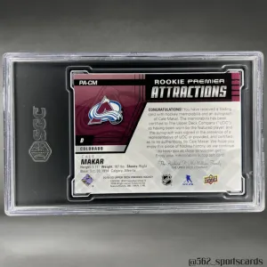 2019/20 Upper Deck Premier Cale Makar RPA #PA-CM back