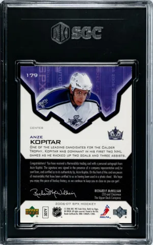 Anze Kopitar SPX Rookie Patch Auto back