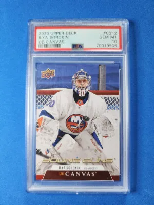 2020-21 Upper Deck Canvas Young Guns Ilya Sorokin PSA 10 front