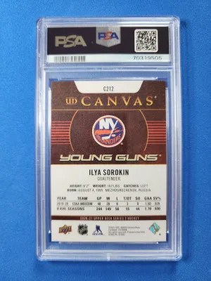 2020-21 Upper Deck Canvas Young Guns Ilya Sorokin PSA 10 back
