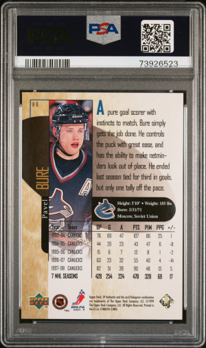 1998 SP AUTHENTIC POWER SHIFT #86 PAVEL BURE HOF #/500 POP 1 PSA 10 back
