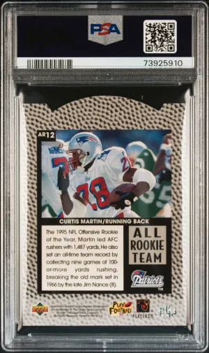 1996 UD SILVER ALL ROOKIE TEAM CURTIS MARTIN HOF POP 4 PSA 10 back