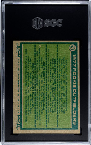 1977 Topps #473 Andre Dawson Montreal Expos RC Rookie HOF SGC 5 EX back