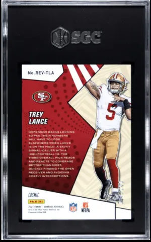 2021 Donruss Trey Lance Rookie Revolution Cosmic  97/100 SGC 10 back
