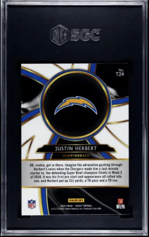 2020 Panini Select Justin Herbert Turbocharged Rookie #T25 back