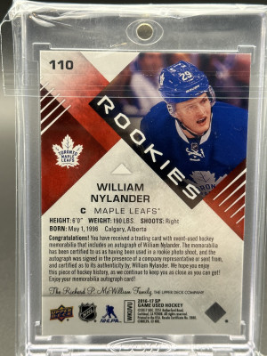 William Nylander 2016-17 SP Game Used Authentic Rookie Patch Auto /25 back