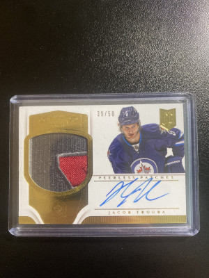 Jacob Trouba 13-14 Panini Dominion Peerless Patch Auto 39/50 front