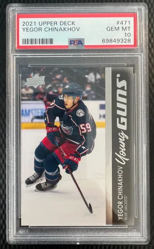 2021 Upper Deck Yegor Chinakhov Young Guns Rookie PSA 10 front