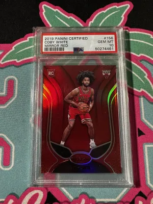 2019-20 Panini Certified Mirror Red #156 Coby White RC Rookie PSA 10 Color Match front