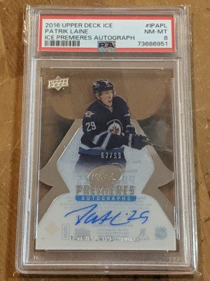 2016 Ice Patrik Laine Ice Premieres Rookie Auto /99 PSA 8 front