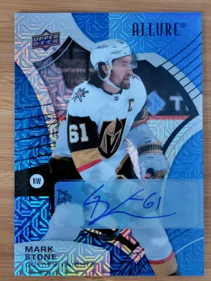 21-22 Upper Deck Allure Mark Stone Blue Lime Auto 1/35 front