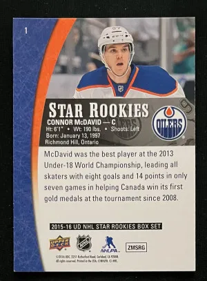 2015 Upper Deck Connor McDavid Star Rookies #1 back