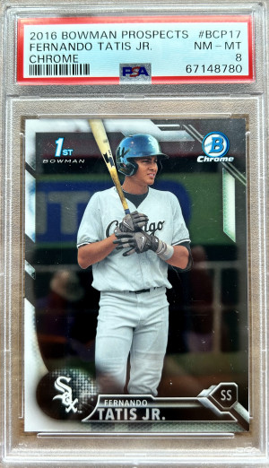 FERNANDO TATIS JR 2016 BOWMAN CHROME PROSPECTS 1ST ROOKIE RC #BCP17 PSA 8 front